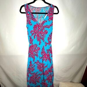 Lilly Pulitzer Mills Maxi Dress Rhode Island Reef Sleeveless Red Blue.